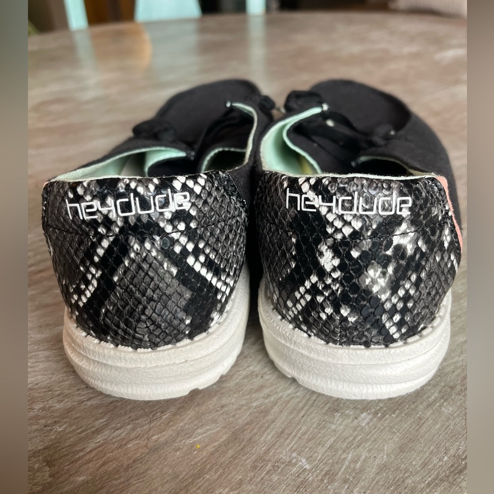Hey Dude black/faux snake skin shoes. size 9, NWOT.